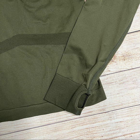 PINK Active Green Long Sleeve Partial Zip Pullover Cropped Sweatshirt Size M - Picture 4 of 10